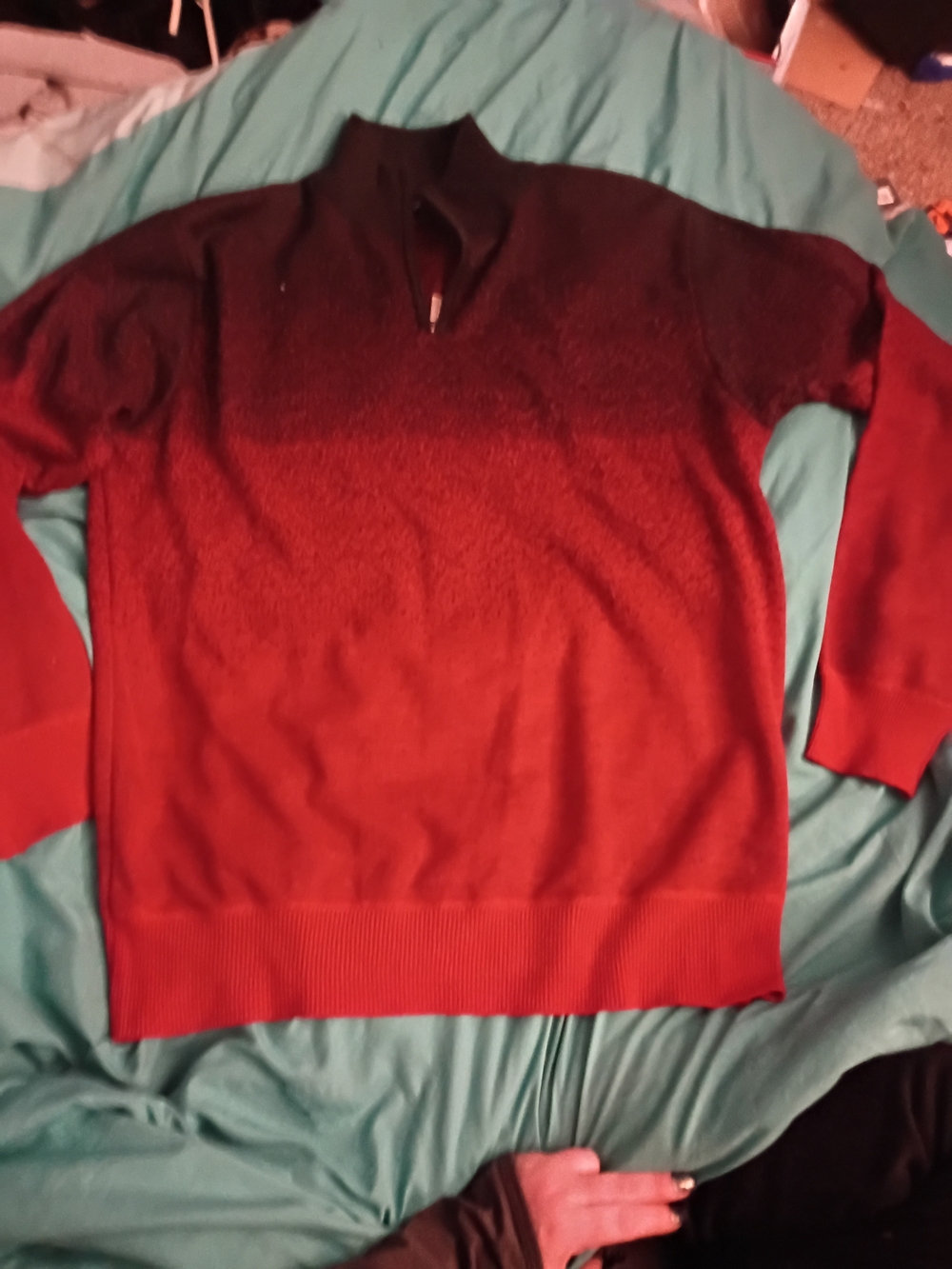 White Stag Red to Black Ombre Quarter-Zip Performance Jacket